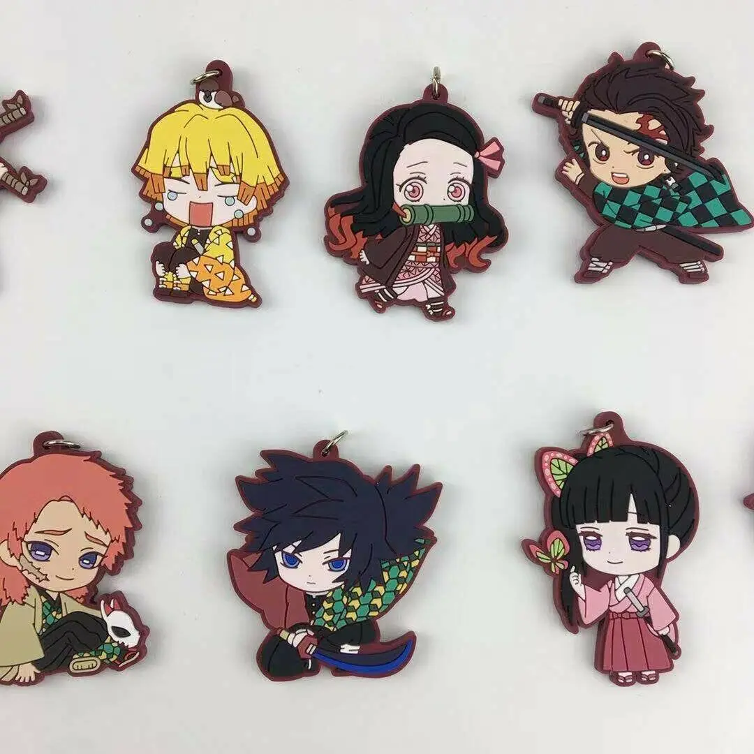 Аниме демон убийца Kimetsu no Yaiba резиновый брелок для ключей гоночные ремни Косплей