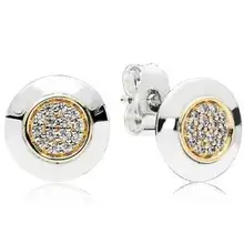 Оригинальные 925 пробы серебряные серьги, золотые двухцветные фирменные серьги-гвоздики для женщин, подарок на свадьбу, модное ювелирное изделие