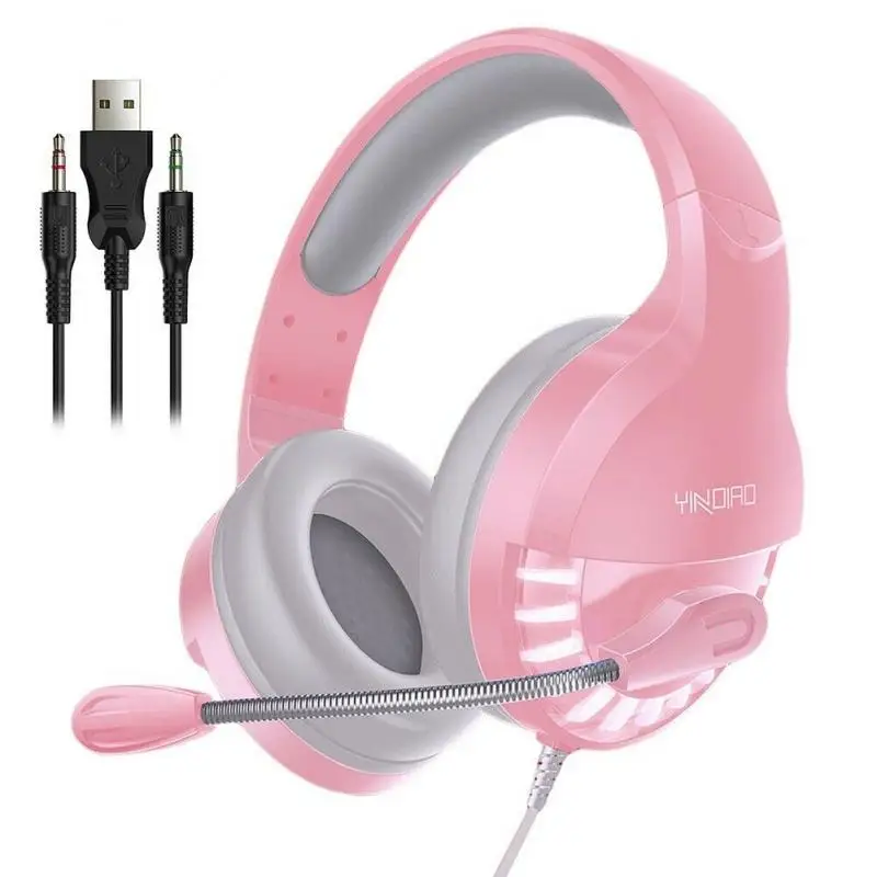 New LED Breathing Light Headphones With Mic 2 13m Wired Gaming Headset Computers Laptops Surround Heavy Bass Music Earphone