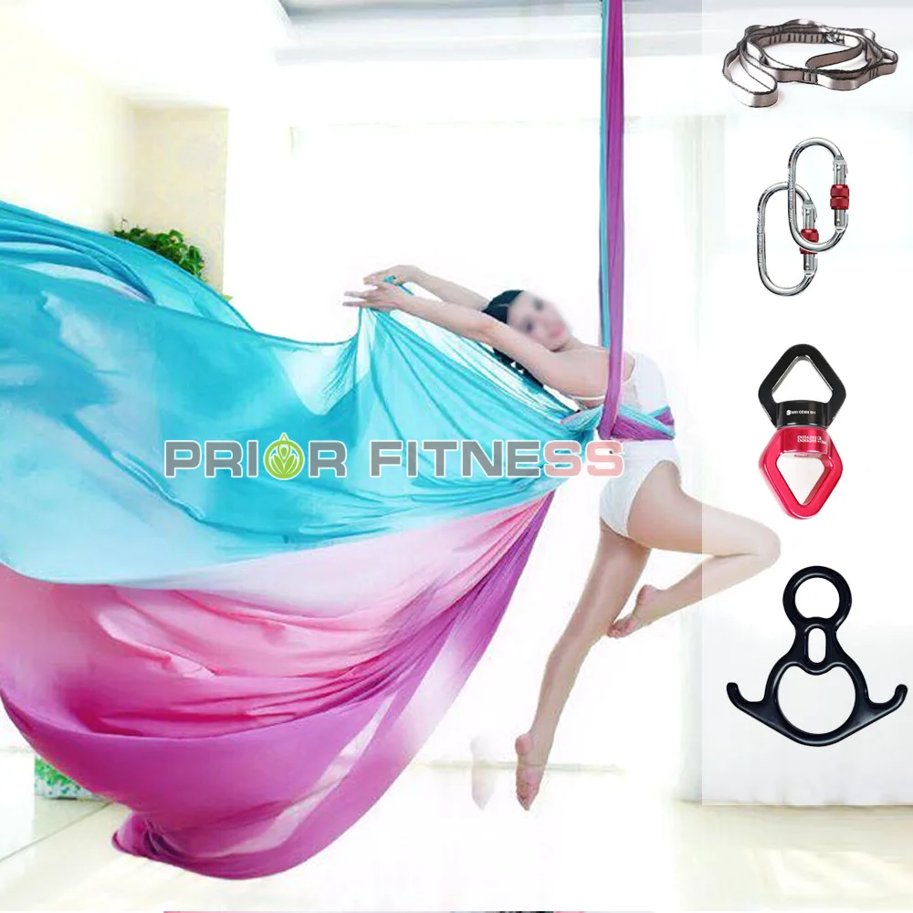 Permalink to PRIOR FITNESS 16Yards/14.7m colorful Flying Ombre aerial silk set Trapeze Sling Kit Extension Nylon Yoga Swing