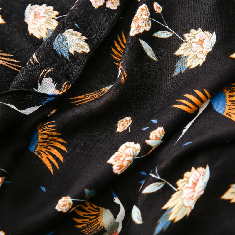 Модные черные Летающие птицы бахрома вискоза шарф леди печать мягкие платки и обертывания пашминовый палантин Bufandas мусульманский хиджаб снуд