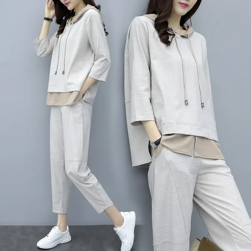 

New Leisure Sports Suit of 2019 Fashion, Loose and Large-Size Temperament Pants Two-piece Suit