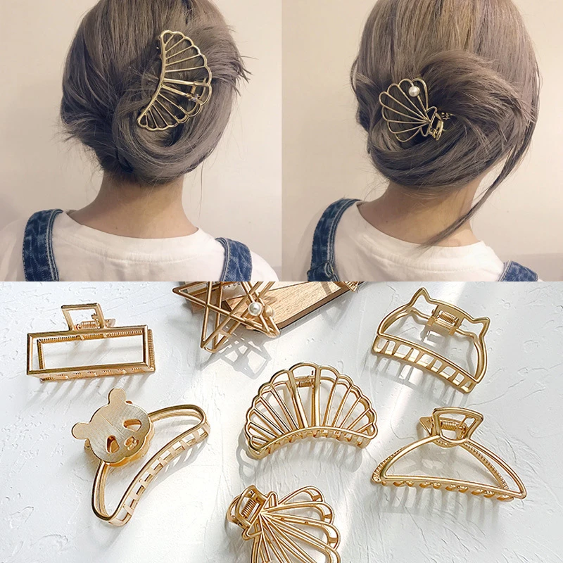 Fashion Metal Hair Claw Gold Silver Geometric Hair Clips for Women Girl  Elegant Crab Vintage Hairpin Hair Accessories 2021|Kẹp & Ghim Cài Tóc| -  AliExpress