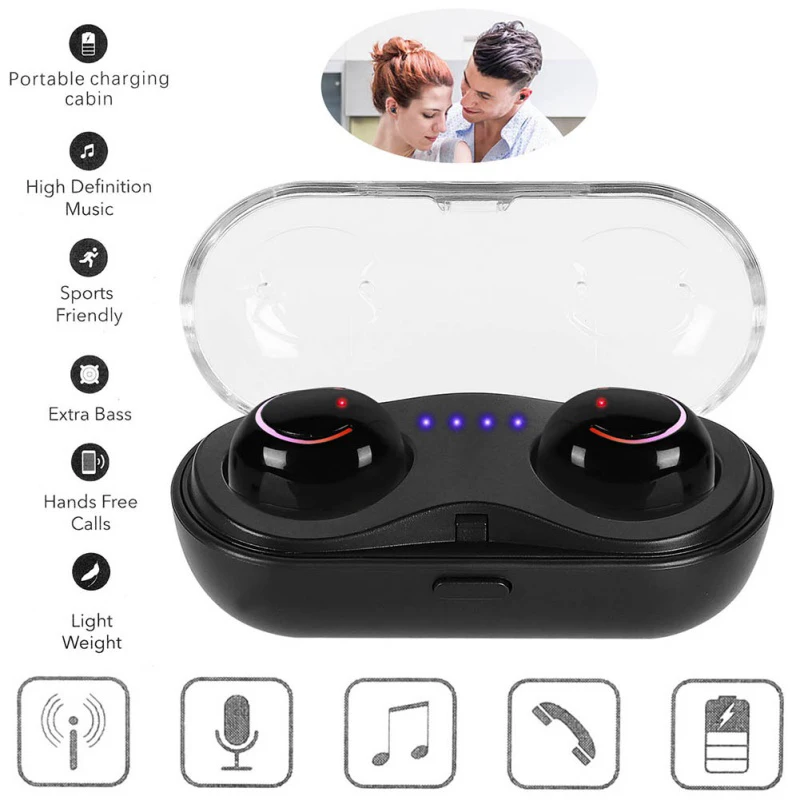 Наушники-вкладыши для Bluetooth V4.2 EDR, устойчивые к поту мини Двойные Hands-Free наушники беспроводные TWS Спортивная гарнитура аксессуары
