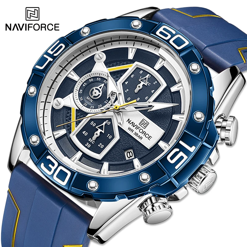 Часы наручные NAVIFORCE Мужские кварцевые брендовые Роскошные модные повседневные