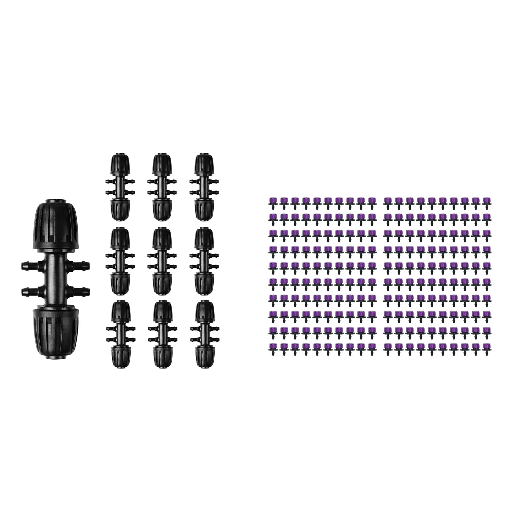 10PCS Barbed Tee Irrigation Tube Anti-Drop Premiun Fitting with 200PCS Adjustable Micro-Type Drip System | Дом и сад