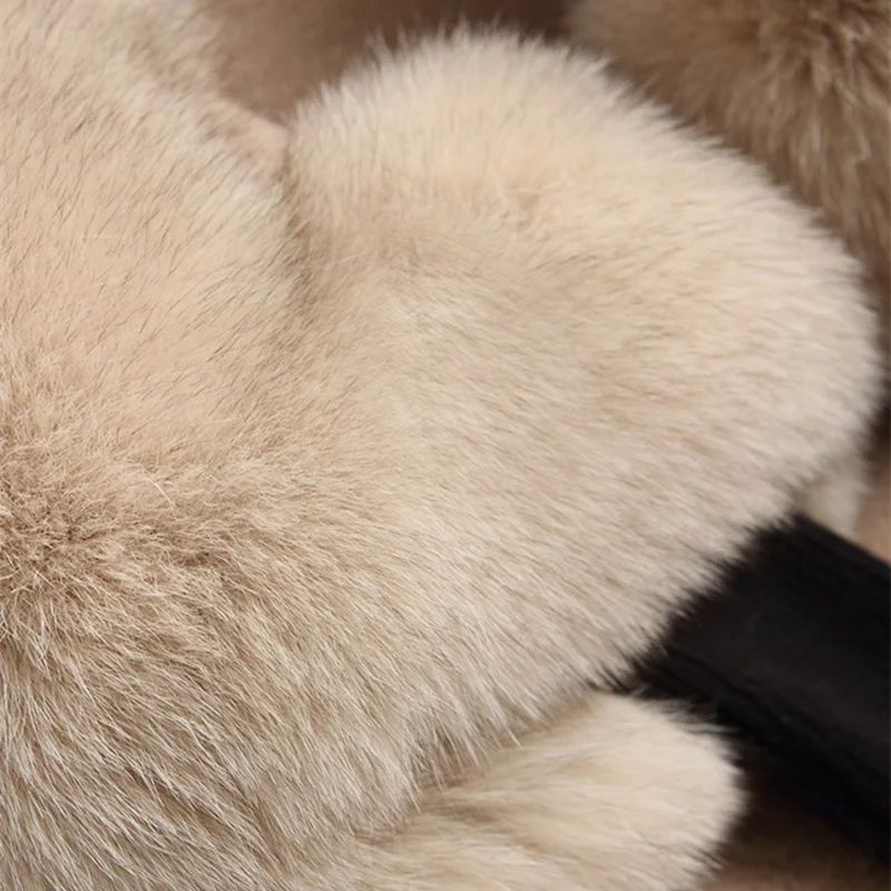 Top 2019 winter real fur coat ladies high quality fox fur collar long jacket Korean clothes wool fur coat and coat 4