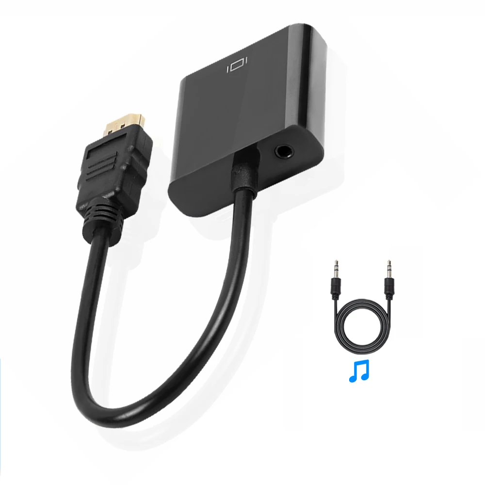 HDMI к VGA адаптер Мужской к Famale конвертер для PS4 1080P HDMI-VGA адаптер с видео аудио кабель Разъем HDMI VGA для ПК ТВ коробка - Цвет: Audio But No Power