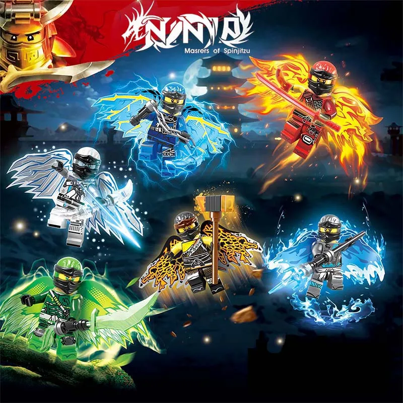 

New Flying Ninjagoed 6pcs/set Compatible with Legoinglys Figures Building Blocks Toy Bricks Education Toys for Children Gifts