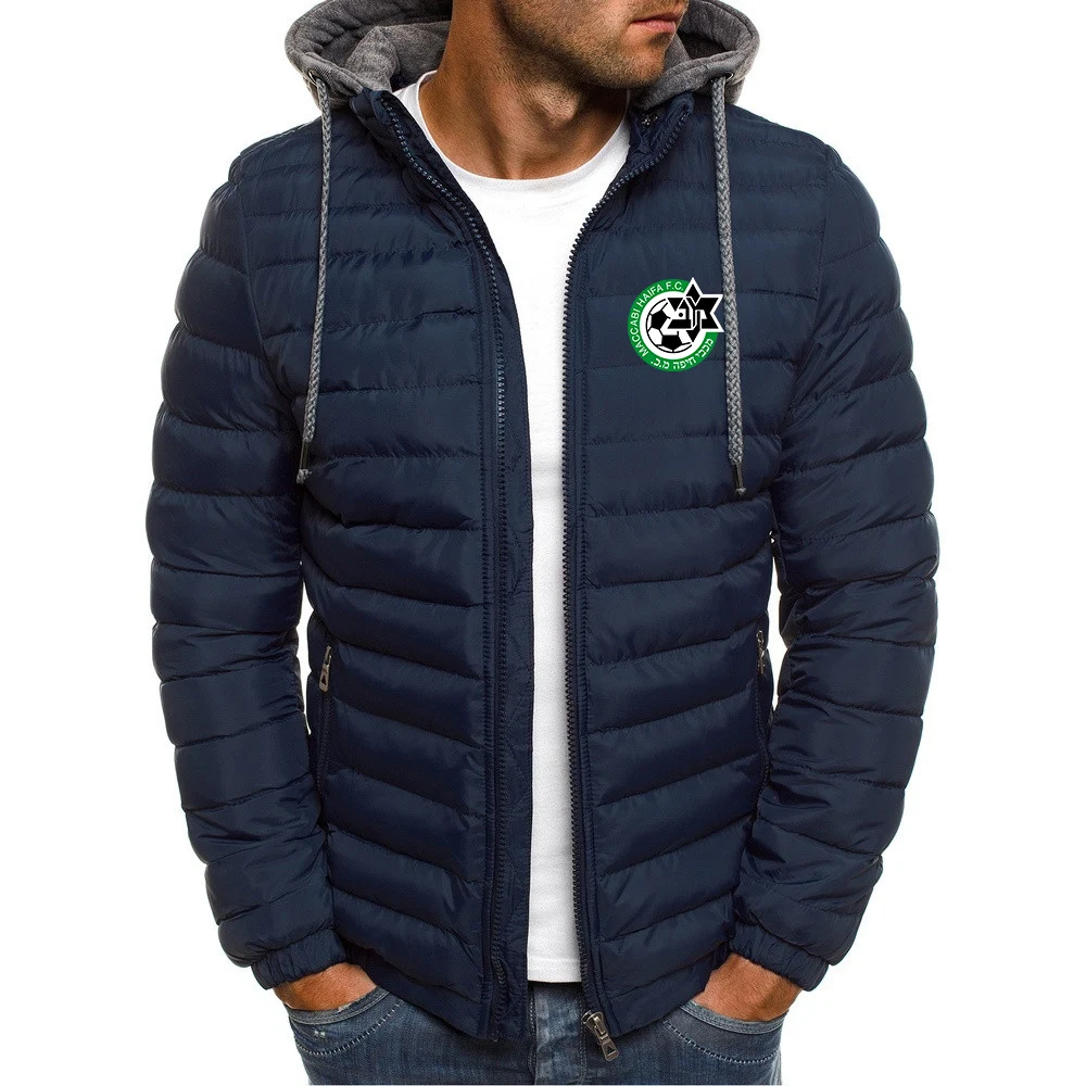 Maccabi Haifa  New Men's Fashion Print Long Sleeve Coat Thick Keep Warm Comfortable Harajuku Casual Cotton Jackets Tops Clothes dark green hoodie