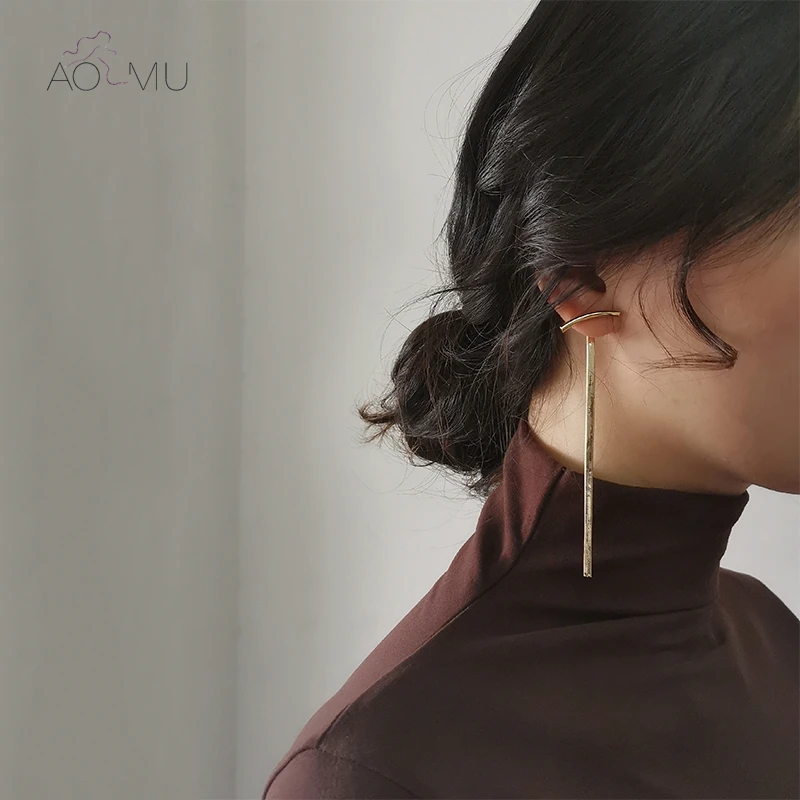 Женские серьги подвески AOMU с золотыми металлическими цепочками S925 для ношения