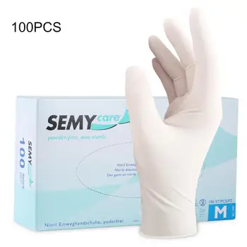 

New 100pcs Disposable Latex Gloves White Non-Slip Acid and Alkali Laboratory Rubber Latex Gloves Household Cleaning Products