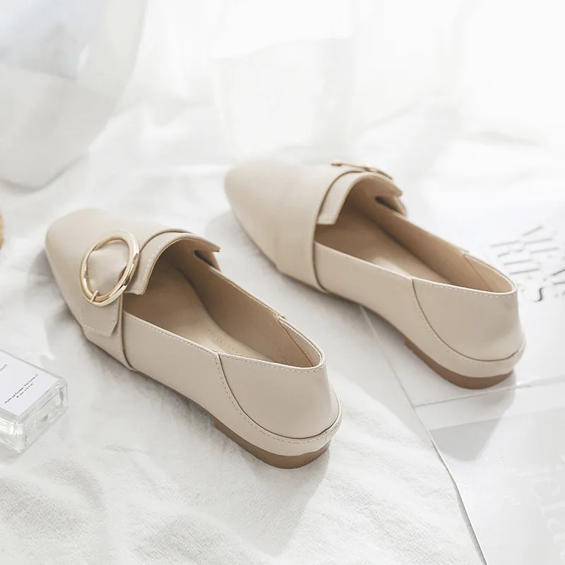 

2019 Spring And Autumn New Style Shoes Women's British-Style Step on with Double Purpose Flat round Buckle Small Leather Shoes C