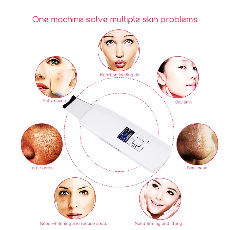 Ultrasonic Facial Skin Scrubber Cleaner Ion Acne Blackhead Remover Peeling Shovel Face Deep Clean Skin Care Beauty Instrument