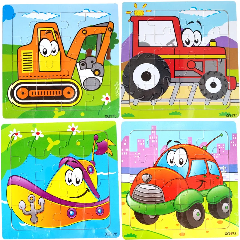 16 шт. деревянные детские с рисунками животных головоломки Детская обучающая Раннее детство деревянные игрушки стойло