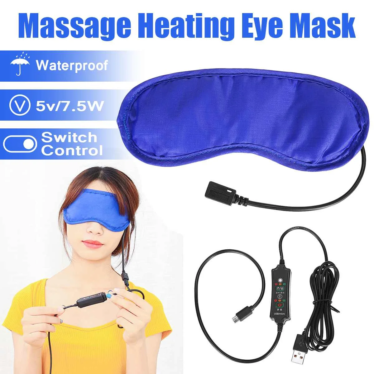 

Electric Heating Eye Pad Patch Washable USB Eye Care 3 Gear Massage Adjustment+Temperature Control+Timing Winter Thermal Warm