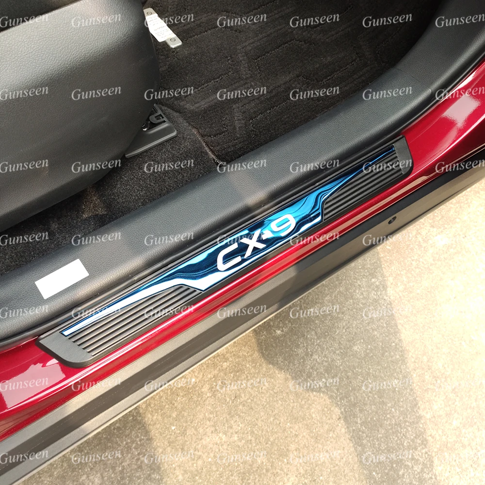 Car Door Sill Accessories For CX9 2021 2020  Scuff Plate Protector Cover Auto Threshold Stainless Steel Styling Trim Stickers