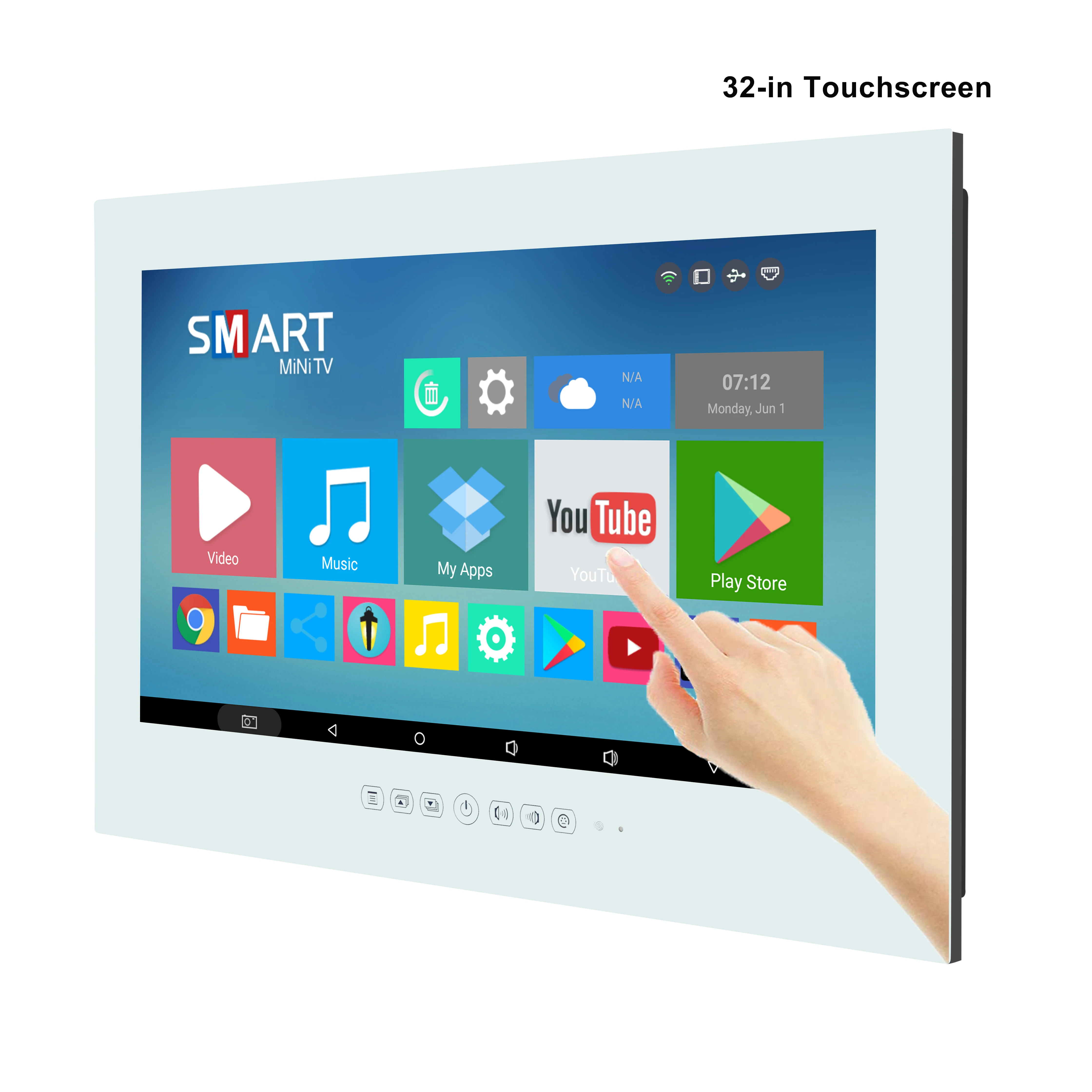 Haocrown 32 Inch Touchscreen Bathroom TV White, IP66 Waterproof Television & Smart Android 10.0 1080P Built-in Wi-Fi Bluetooth - ANKUX Tech Co., Ltd