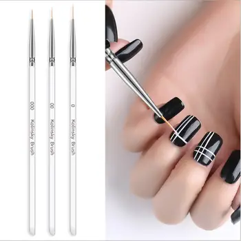 

3pcs/set Nail Art Liner Pen Crystal Acrylic Thin Liner Drawing Pen Painting Stripes Flower 2 side Nail Art Manicure Tools C113