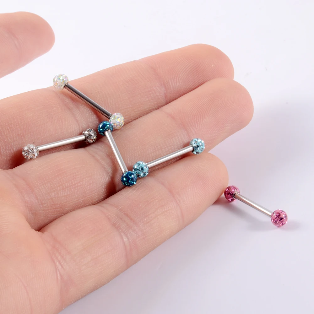 5 Barre Per Piercing Alla Lingua 14G In Acciaio 316L - Colorate Per Donne, Lunghezza 16mm - Foto 6