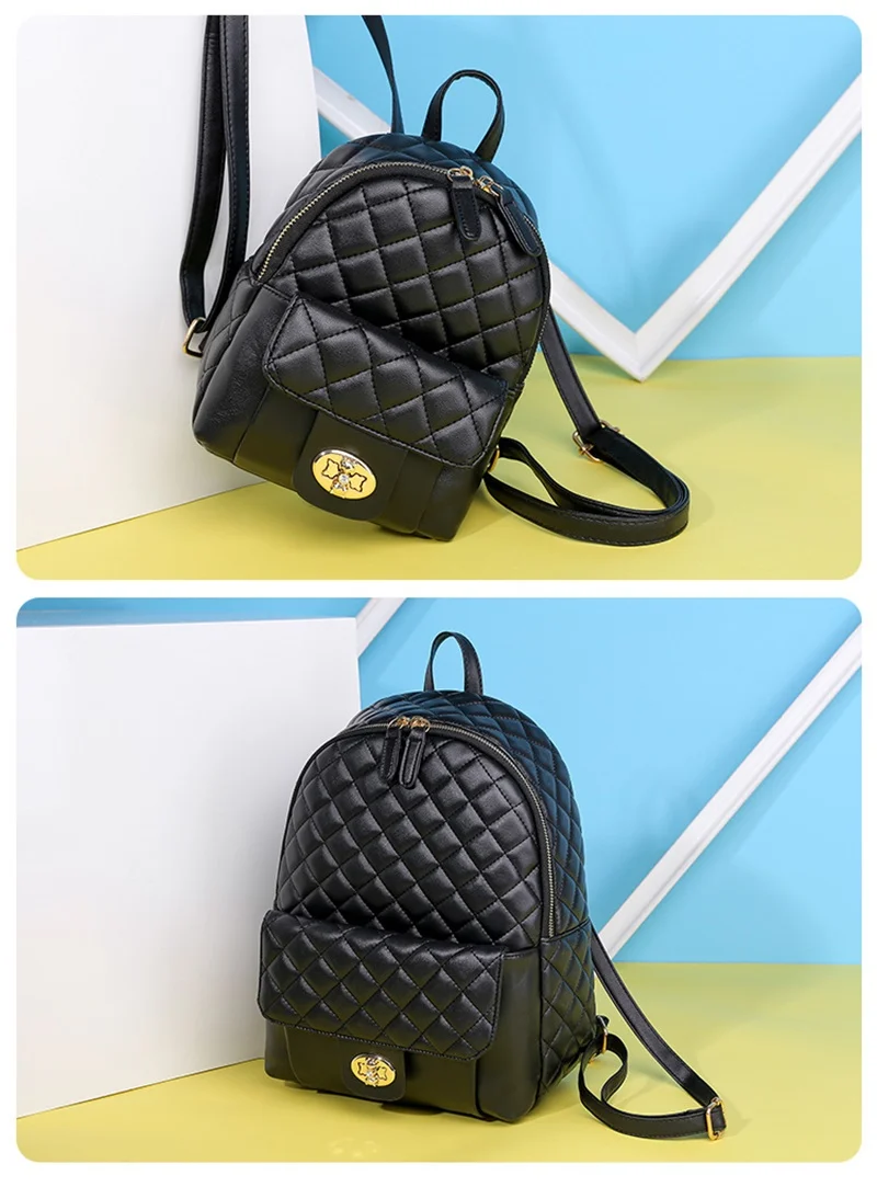 Модный черный мини-рюкзак из искусственной кожи, Женский клетчатый рюкзак для девочек-подростков, Женская Повседневная маленькая школьная сумка mochila