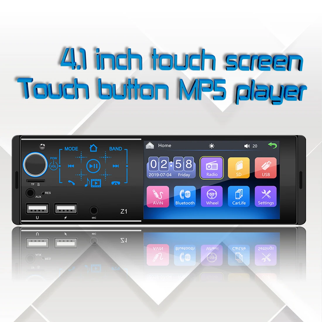 

4.1" 2 Din Touch Screen Car Radio Audio Stereo USB AUX FM Audio Player Radio Station With Bluetooth Rear View Camera
