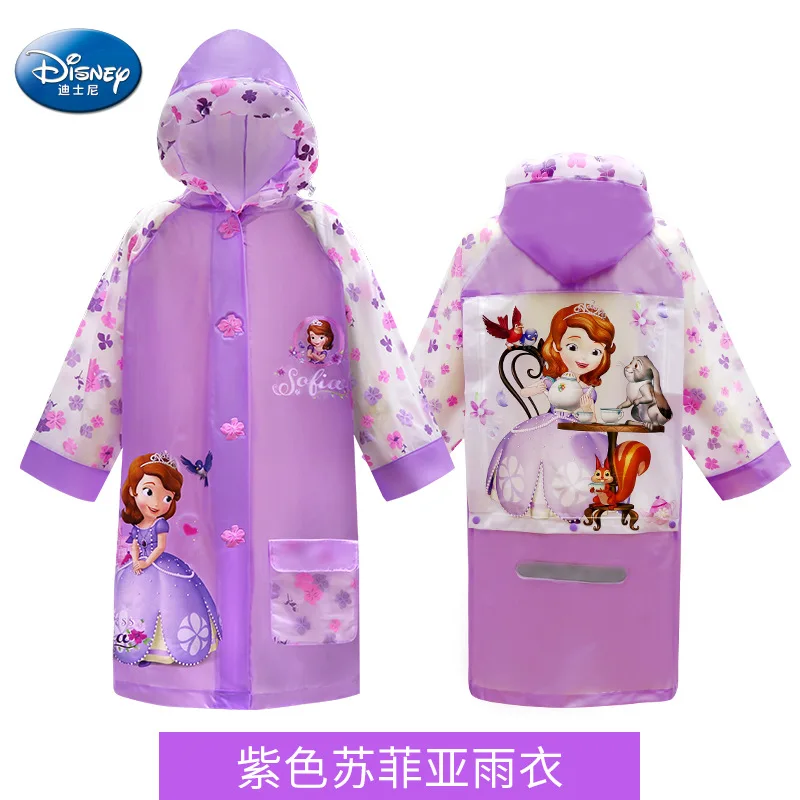 purple-sophia Детский дождевик, детский дождевик с Микки Маусом, человеком-пауком, белоснежным рисунком, прочный, 12 цветов - Цвет: purple-sophia