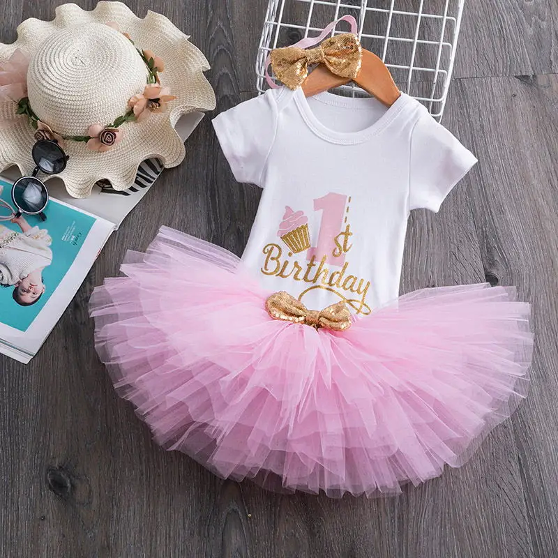 Robe D Anniversaire Pour Filles Vetements D Ete A Manches Courtes Pour Bebes Filles De 1 An Vetements De Fete D Anniversaire Robe De Bapteme Pour Enfants Aliexpress