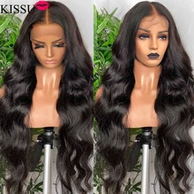 

KISSU 30 Inch Body Wave Lace Front Wig Pre Plucked 4x4 Lace Closure Wig Brazilian Lace Front Wavy Long Human Hair Wigs For Women