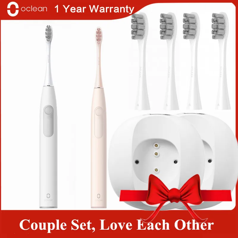 Couple set Выпуск, глобальная версия Oclean Z1, звуковая электрическая зубная щетка для взрослых IPX7, водонепроницаемая ультра звуковая автоматическая зубная щетка с быстрой зарядкой - Цвет: Couple set