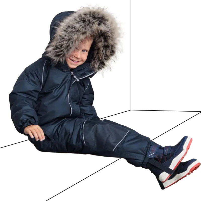Children's ski clothes girls' one-piece baby boys winter warmth playing with snow jumpsuit windproof, waterproof and snow-proof