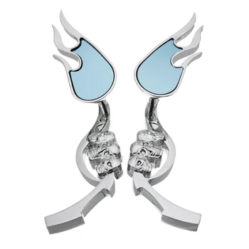 

Hot Pair Aluminum Flame Skull Motorcycle Rearview Mirrors Decorative Side Mirrors For Davison/Sportster/Iron/Street Gilde 1200 8