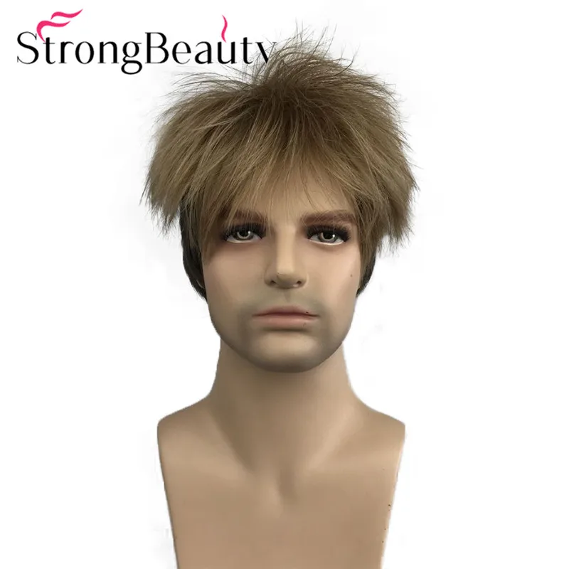 StrongBeauty короткий мужской парик поддельные синтетические пушистые Топ Золотой парик для парня мужские волосы косплей парики - Цвет: G8-253