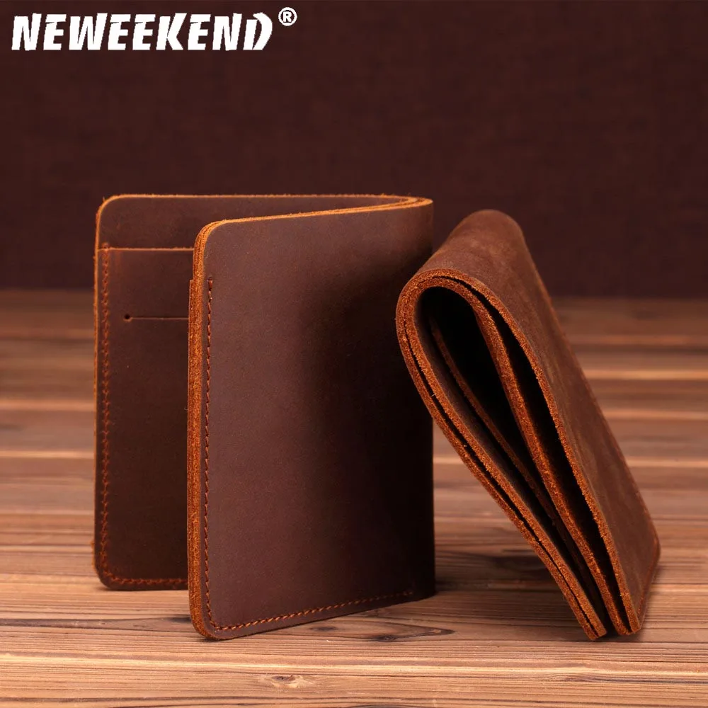 Crazy Horse Leather Men's Wallet Retro Top Layer Leather Dollar Purse Money Clip Bag Card Holder Mini Short Coin Purses Carteira 3