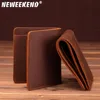 Crazy Horse Leather Men's Wallet Retro Top Layer Leather Dollar Purse Money Clip Bag Card Holder Mini Short Coin Purses Carteira 3