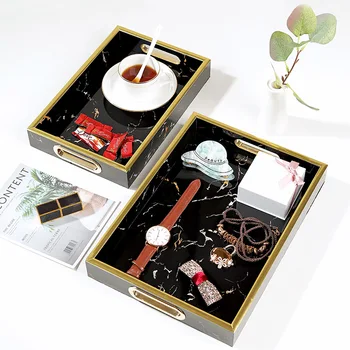 

High Quality Fruit Tray Marbled Nordic Non-slip Storage Tray Desktop Decoration Jewelry Cosmetics Organizer Gift Home Organizer