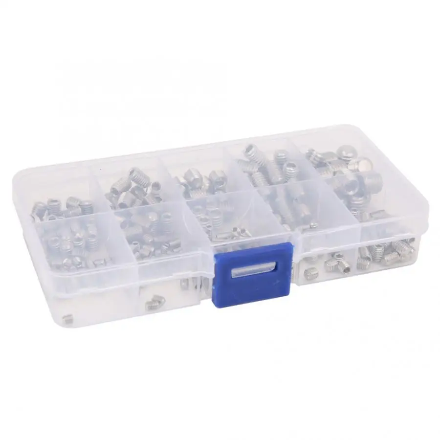

300Pcs Stainless Steel Screws Set Screws Set Stainless Steel Hex Socket Headless Fasteners Hardware Tool Tapa Tornillos