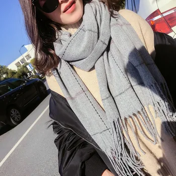 

Autumn and winter new Korean version of the big plaid scarf men and women couple double-sided flow sug scarf shawl