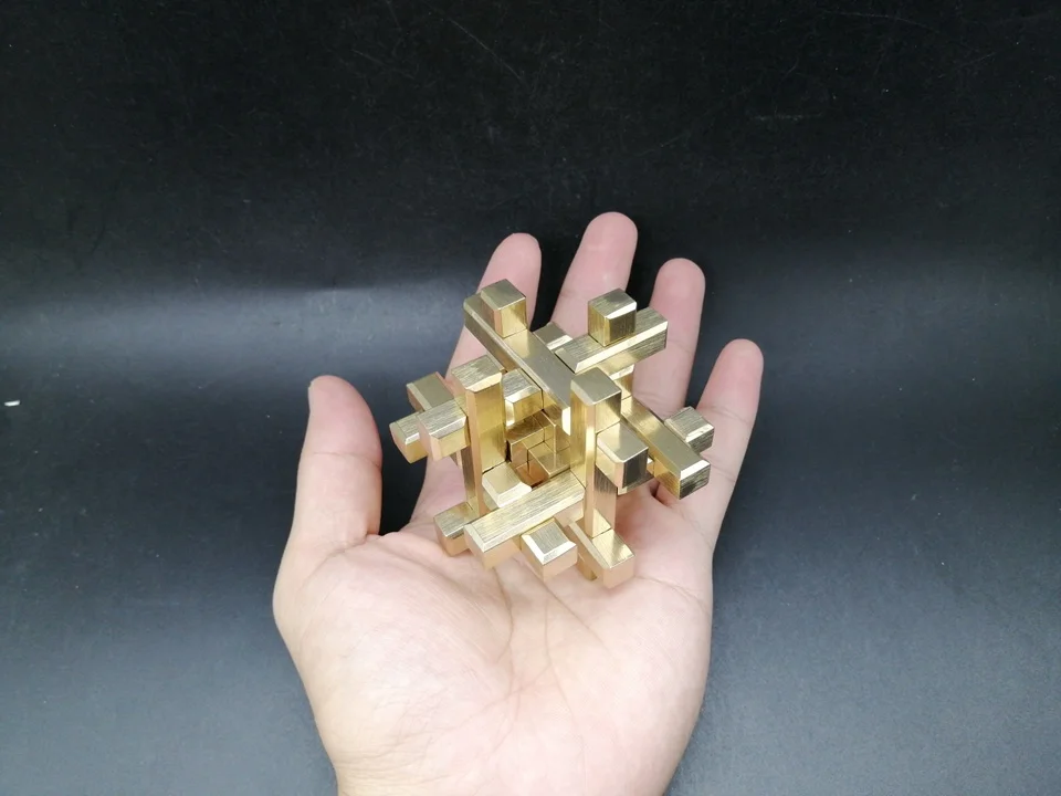 3D головоломка клетка крестообразная Игра Головоломка игрушка Китайский Конг Мин замок коллекционирование, хобби медная металлическая модель