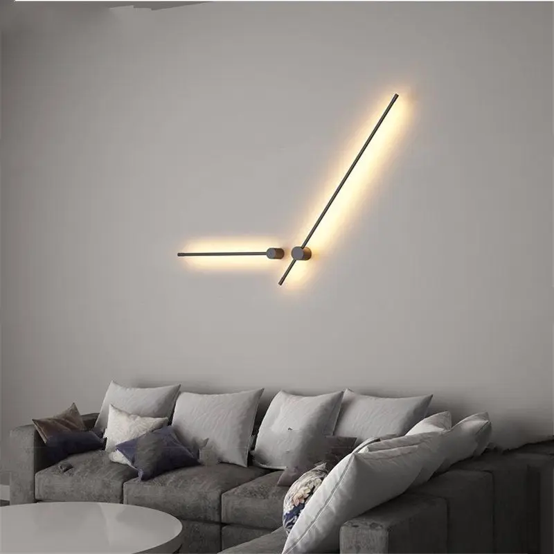 Simple Geometric Lines LED Wall Lamp Nordic Minimalist Living Room Home  Decor Sofa Background Wall Light Bedroom Bedside Lamps