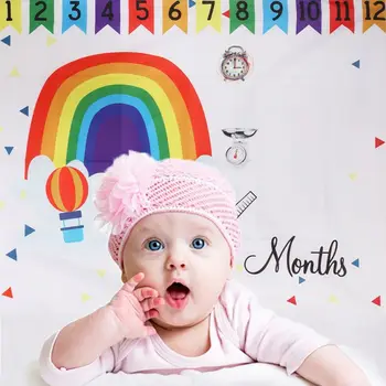 

Baby Photo Background Photography Rainbow Hot Air Balloon Floral Colorful Backdrop Blanket Cloth Newborn Cute Decoration Birthd