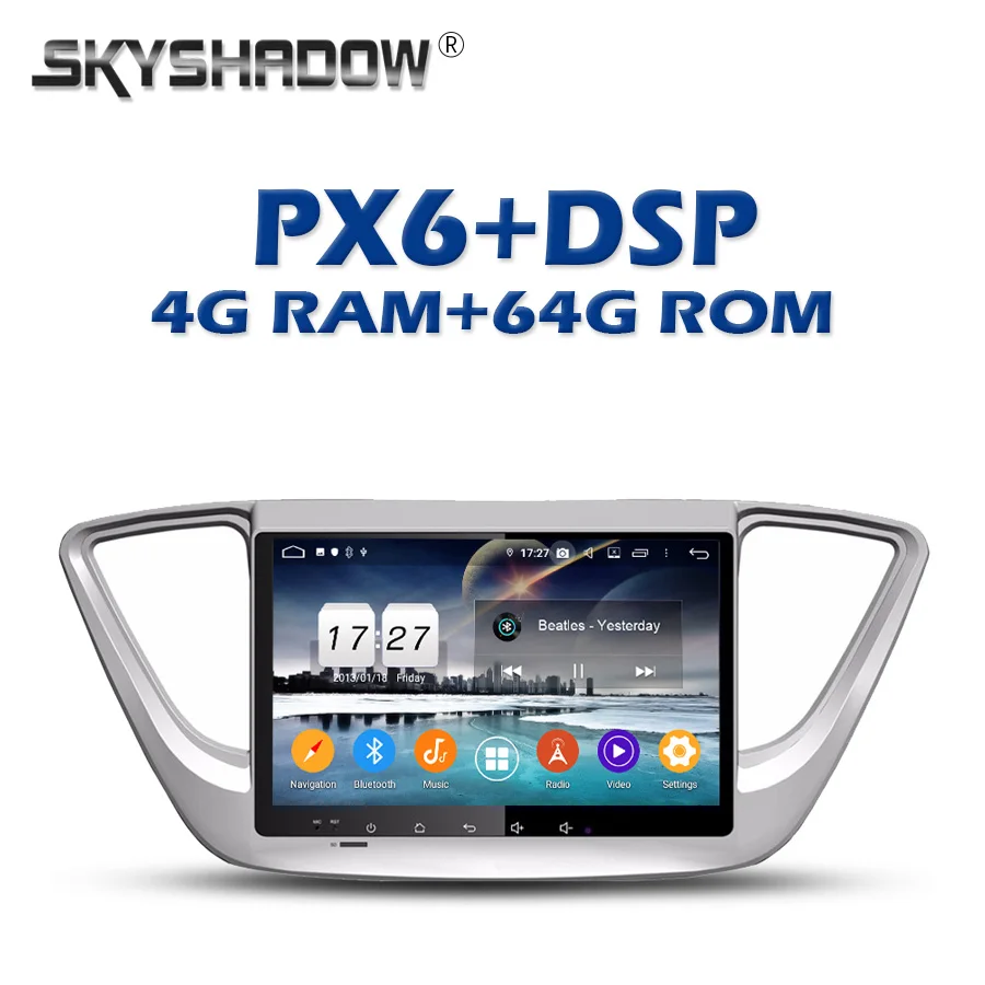 PX6 DSP ips Android 9,0 4 Гб+ 64 г автомобильный dvd-плеер gps карта радио wifi Bluetooth для hyundai Verna Accent Solaris