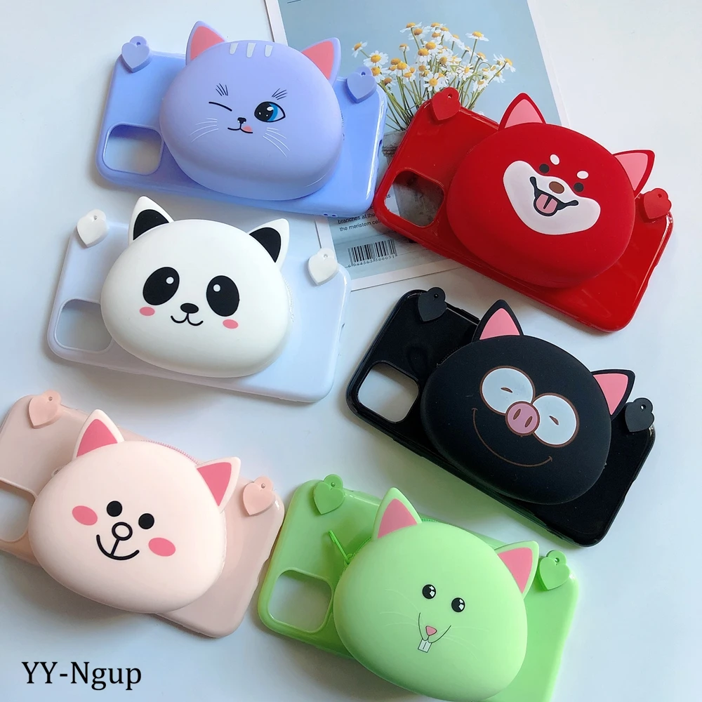 Чехол-кошелек для iPhone 11 Pro Max чехол Kawaii 3D DIY силиконовый чехол для Coque iPhone X XR XS 6 S 7 8 Plus 5S SE чехол с ремешком