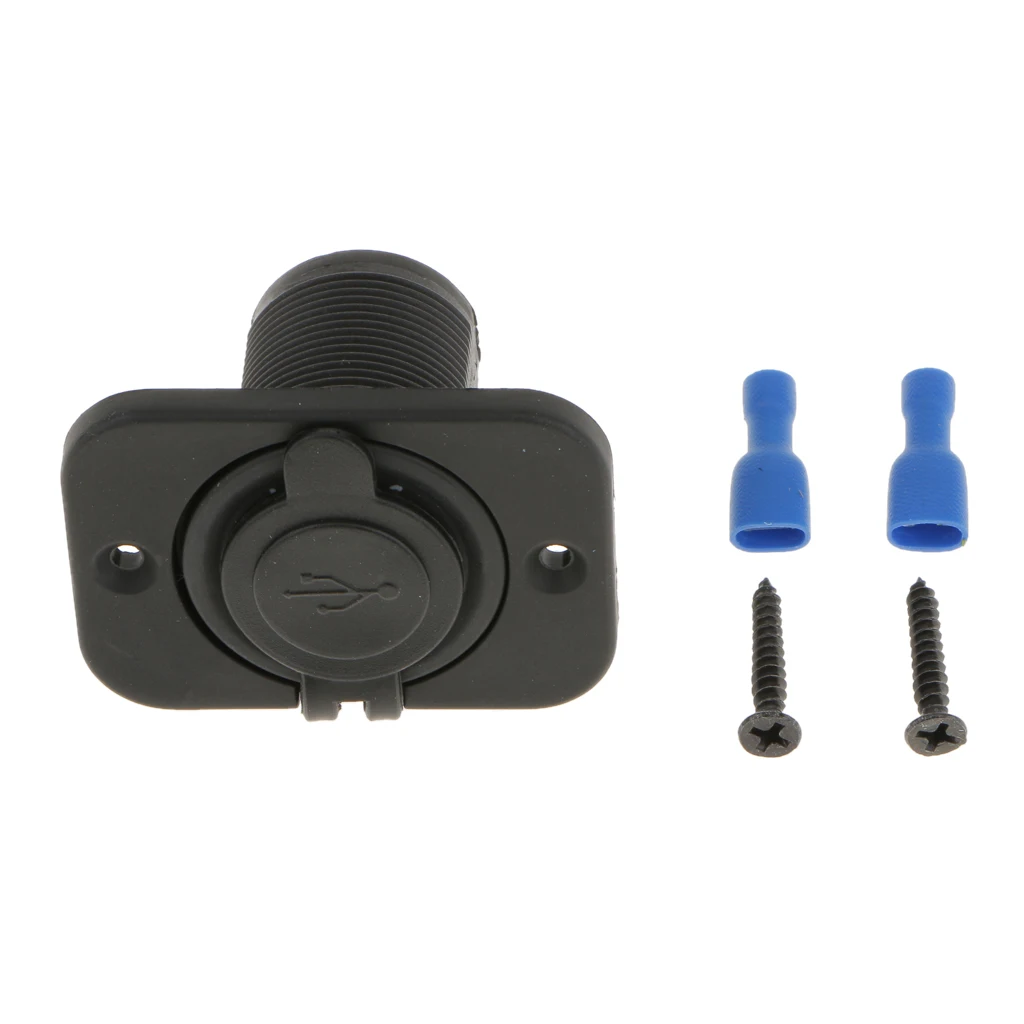 3.1Amp Waterproof Motorcycle Dual USB Port Charger Socket 1A % 2.1A for Car Boat Marine RV Mobile with Blue LED Indicator