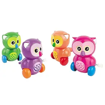 

4pcs Baby Chain Owl Pattern Toys Cartoon Playing Random Color Creative Simulative Small Clockwork Toys Puzzle Animal Models