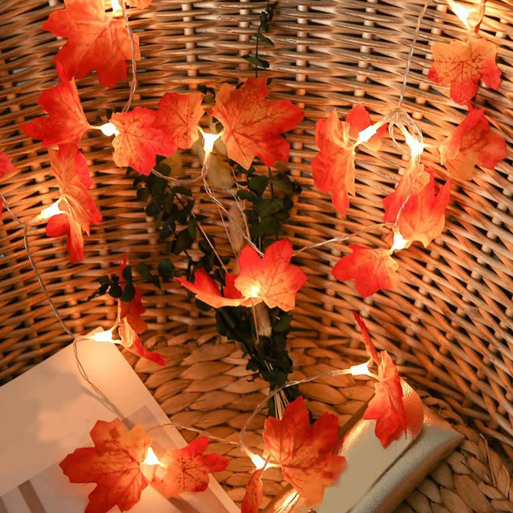 

6M 40 LEDS Maple Leave Light String Garland Christmas Home Wedding Party Garden Courtyard Decorative Lights Bedroom Night Light