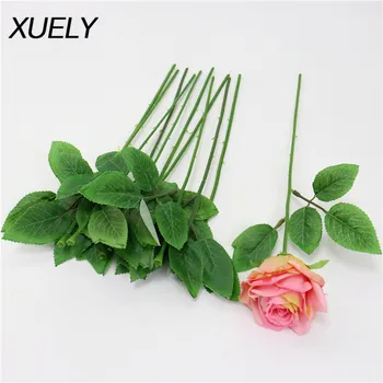 

10pcs/lot 31cm with leaf Plastic flower stem decor artificial flower head accessories Branches Florist Craft for wedding decor