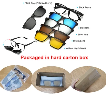 

Magnetic Sunglasses 5 In 1 Ultra-light Polarized Clip On Sunglasses Men Women Eyewear Eyeglass Frames Optical Glasses Frame