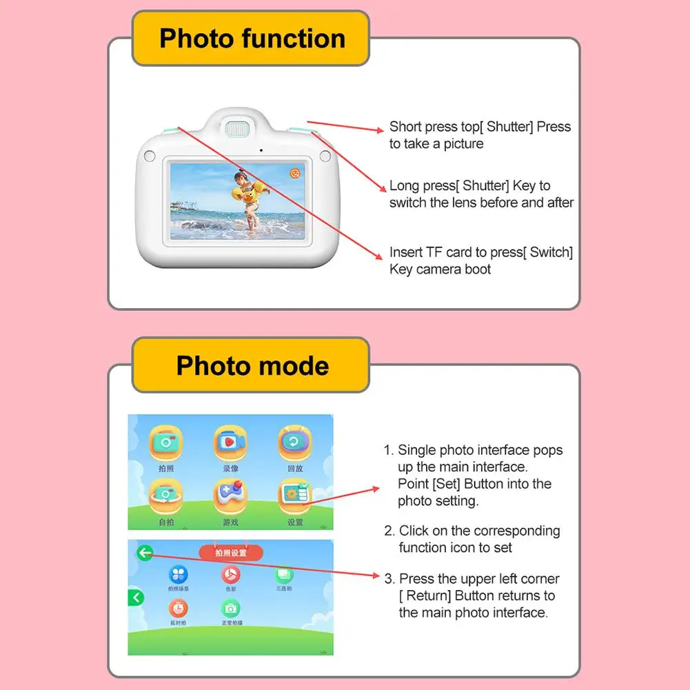 Children Mini Digital Camera 3 Inch Touch Screen Camera Cartoon Kid Educational Toy For Children Baby Birthday Gift