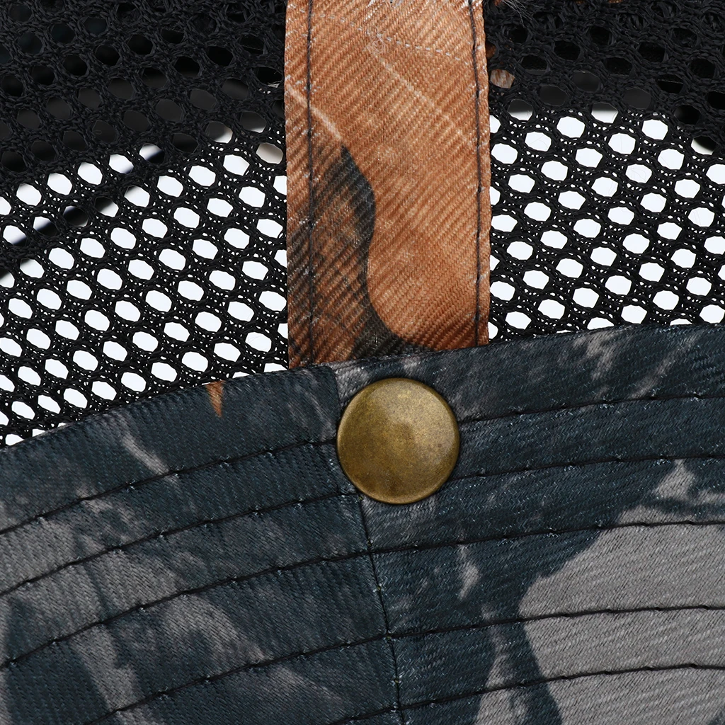 Camouflage Wide Brim Hat Fishing Bucket Bonnie Safari Sun Cap Windproof Polyester Fishing Caps for Women Men